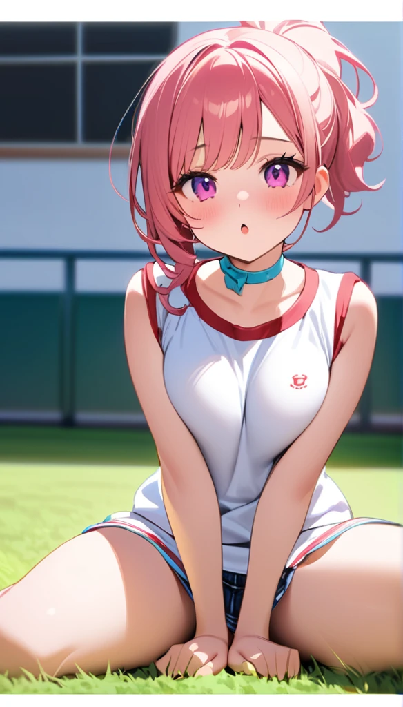 {{{{{16k,Ultra High-resolution realistic photograph of neat virgin first-year junior high school girl's in School-designated gym uniform with junior high ribbon as pretty as a actress in Grass schoolyard, She's in the first year of middle school, but she's too well developed, her tits are too beautiful, When she rolls up her gym clothes from underneath her shyly raw, hidden big tits pop out, She's a first-year junior high school girl with no makeup and no polish but her body is glamorous, She's a virgin but she's popular popular popular and she just has an aura of being popular}}}}},{{Extremely detailed}},{{{{{dye her cheeks flush and integrated her head pure small, thick lips, Enchanting thick gross idol's Lips}}}}},{{{{{dark colored bang ponytail hair}}}}},{{{{{She get more attractive and smoother her body, her expression and appearance are transformed into that of a pure, Her white tits are so fluffy, and are depicted in great detail, but her sex appeal from her neck fills the schoolyard, her bodyline and tits and hips are getting cuter and cuter, She has been reborn as a pretty one-in-a-thousand-year girl with a sparkling aura of cuteness}}}}}