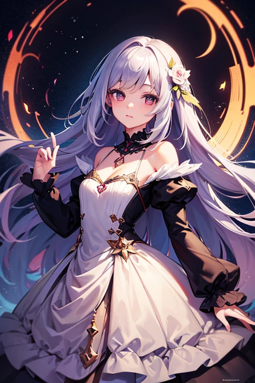 A woman with long hair and a dress, beautiful digital art, adorable digital painting, Detailed and cute digital art, beautiful character painting, beautiful digital illustration, looking ahead at viewer