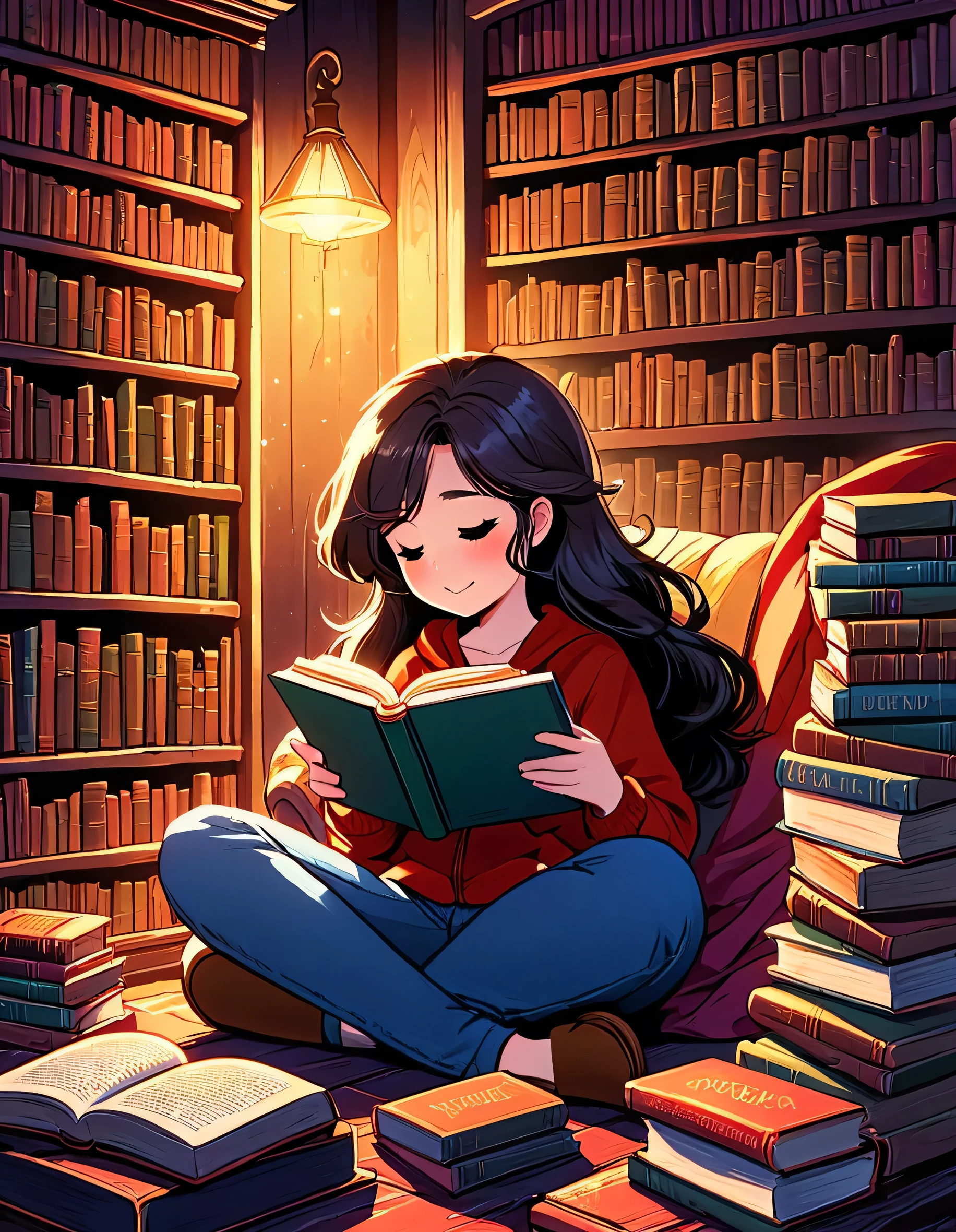 "I declare that after all there is no pleasure like reading.! How much sooner does one get tired of something than a book??!"
picture message: Illustrates a person deeply absorbed in a book while the world around them fades into the background., emphasizing the joy and escape found in reading.