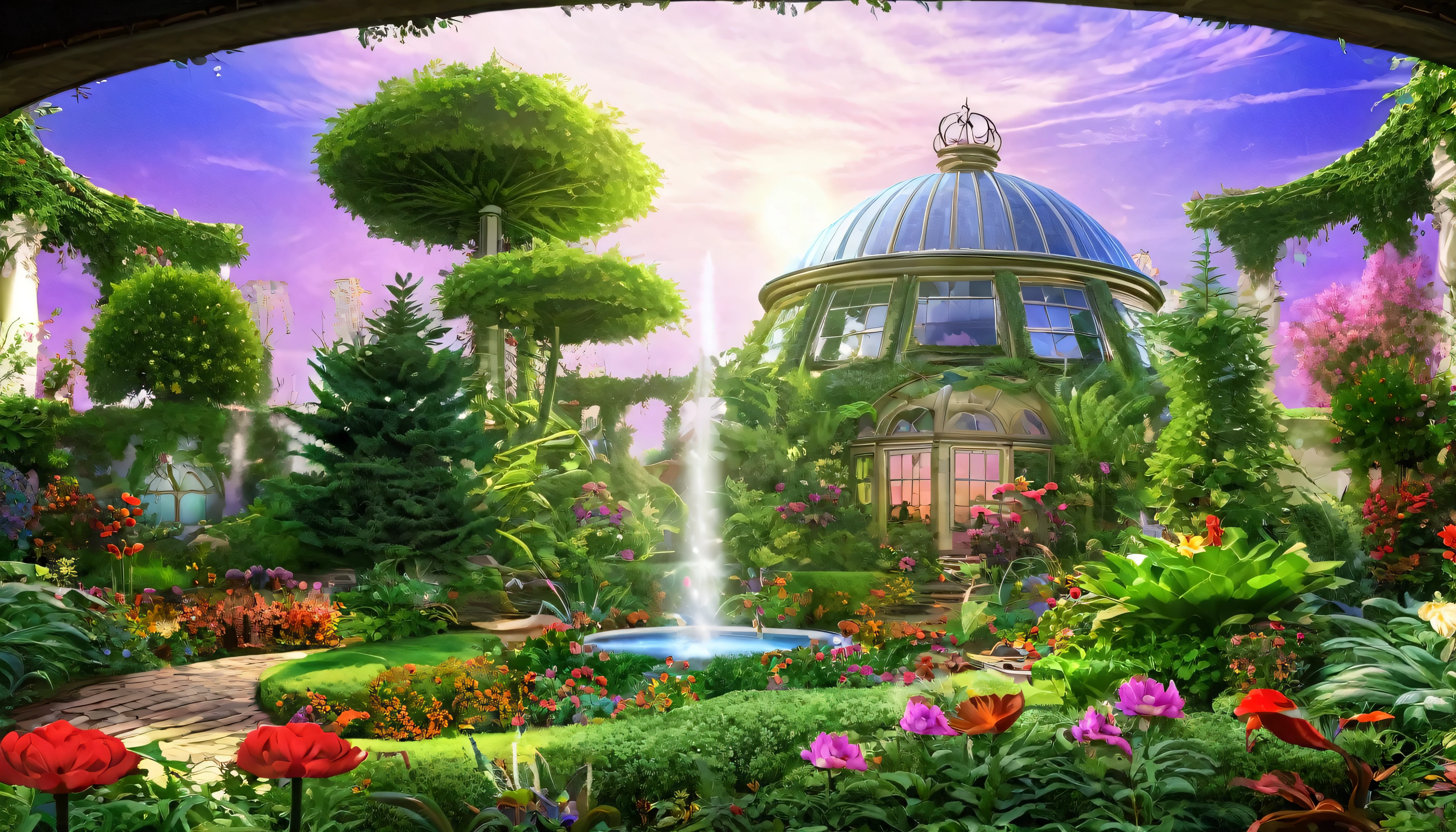 background, Fantasy, wonderful, Fantasy, garden, dome, Don&#39;t draw people