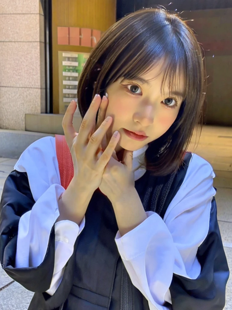 ((masterpiece)), ((Highest quality)), ((日本のgirl)), ((short hair)) , ((sexy)), ((E Cup)), ((Big Breasts)), Empty-handed, cover your chest with your hands, Costume, Long Hair, girl, Big eyes,