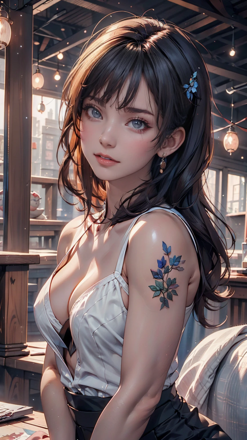 Model shooting style, Audrey Hepburn, (Highly detailed 8K wallpapers), Playboy Centerfold, Tim Okamura、Marco Mazzoni、Yoann Rossell, Popularity, Digital Painting, Photorealism, Exciting, Fairy Lights, Pastel Palette, Intricate details, Digital Art, society, masterpiece, Diversity, ((Perfect Face))  