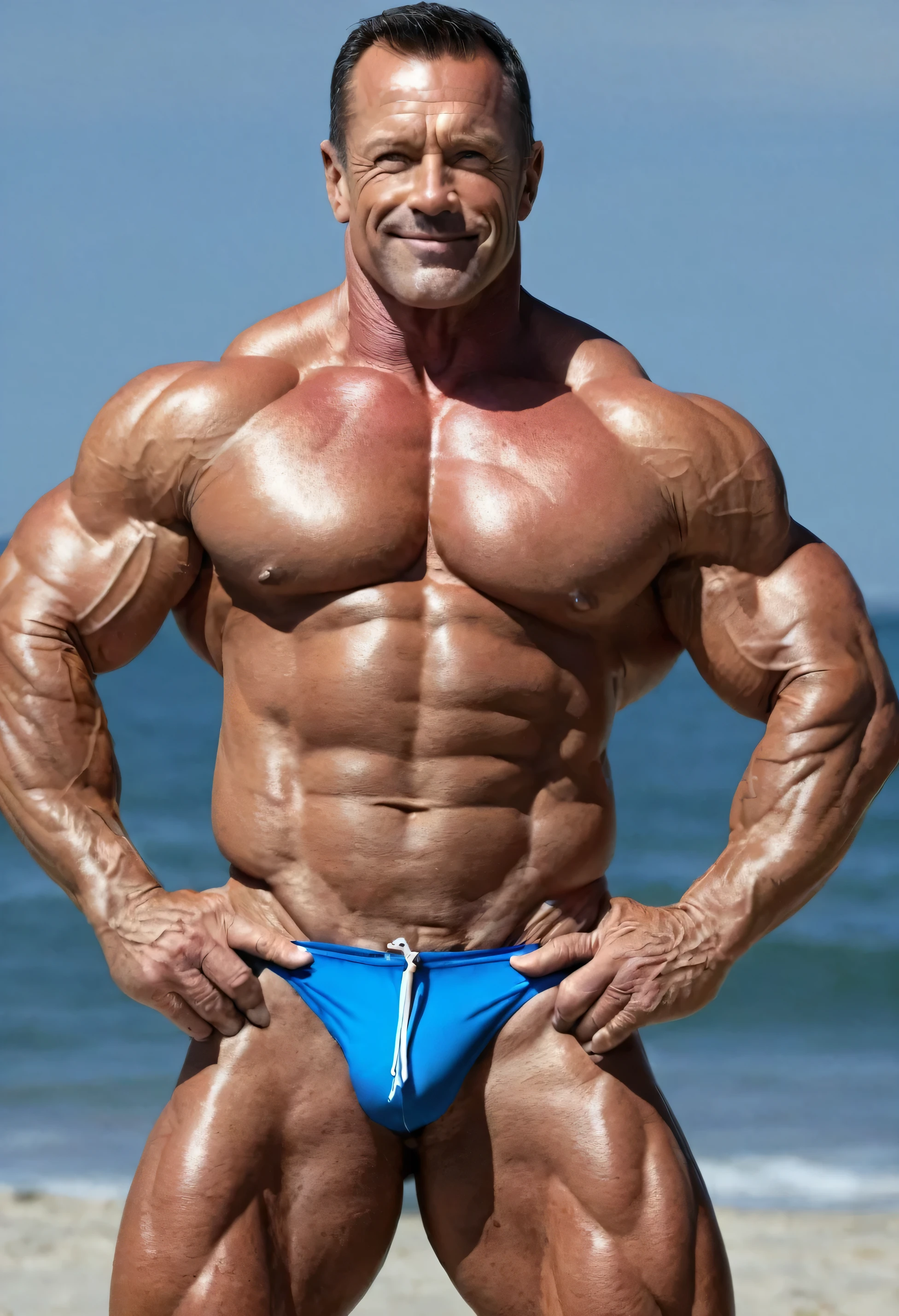 Daddy 45 year old, muscular bodybuilder, handsome, naked, perfect face, perfect dick.