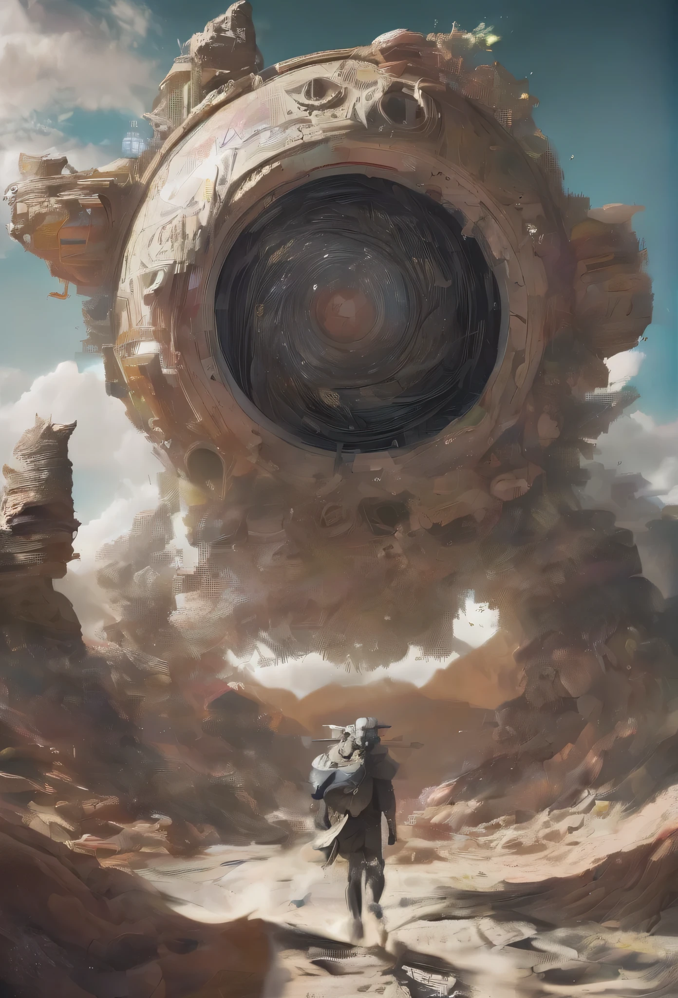 Speed failure,Depth of field,black art,fancy,Surrealism,gear steps,sea of clouds,The Eye of Horus at the end,curves,winding,nvidia optix,