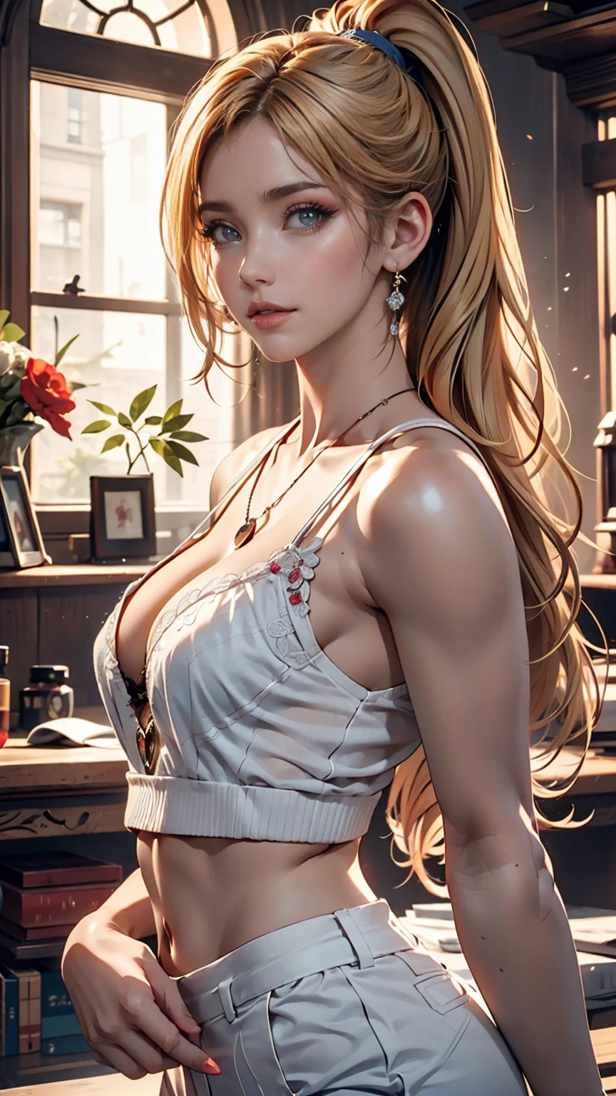 比類のないmasterpiece, Ultra-realistic 8K CG, Perfect artwork, ((The perfect woman)), Mature Woman, Narrow waist, Fascinating, clean, Beautiful Face, {Very delicate and beautiful girl} , 8k wallpaper, {{{masterpiece}} }, One girl, Blonde, blue eyes, ponytail, Police uniform, jewelry, lips, lipstick, Long Hair, Watch the audience, compensate, lips, red lips, Simple Background, alone,