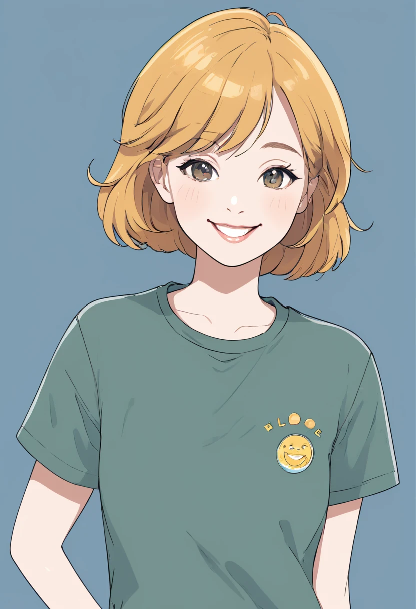 Flat Design, Detailed 2D illustrations, Flat Illustration,Vector illustration, Graphic Illustration, Detailed 2D illustrations, Flat Illustration, Upper Body、１People Women、３８age、smile、T-Shirts