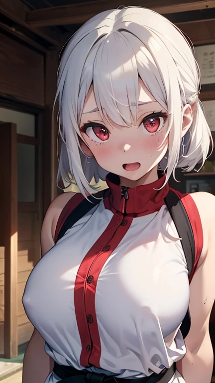 mastute piece,Best Quality,insanely detailed,8k cg,nsfw,
(shoot upper body:1.3),
(1girls:1.3),standing,looking at viewr,body in front,(arms behind back:1.4),(Judo uniform:1.3,doges:1.3),judo:1.3、BREAK,
blush,shy,(ecstasy face),(trembling:1.2),BREAK,(light white hair:1.3),
BREAK,
perfect breasts,perfect teats,(open mouth:0.9),(large breasts:1.2),
(judo dojo),judo道場、