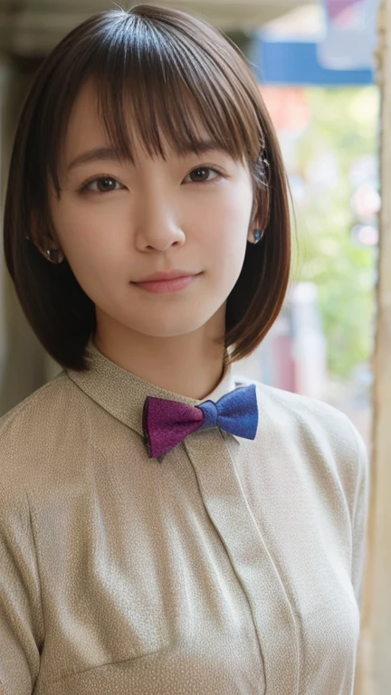 (Photo realistic:1.4), (Surreal:1.4), (Smooth lighting:1.05), 1 girl, (sad:1.4), Open your mouth a little, Pure beauty, 22 years old, Soft lighting, Backlight, (Cheerfulness:1.2),  (Top quality real texture skins), I narrowed my eyes., Very beautiful face, Glowing Skin, retina, Anatomically correct, Acura, Super Detail, Textured skin, high quality, Attention to detail, 最high quality, High resolution, short hair, bangs, blouse