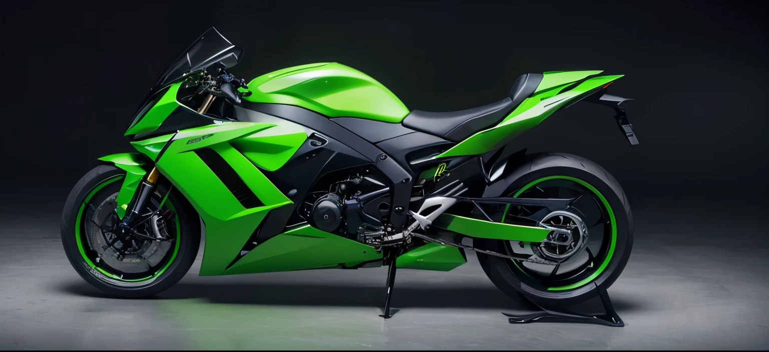 High Detail, high quality, best quality, high resolution，A real green concept motorcycle