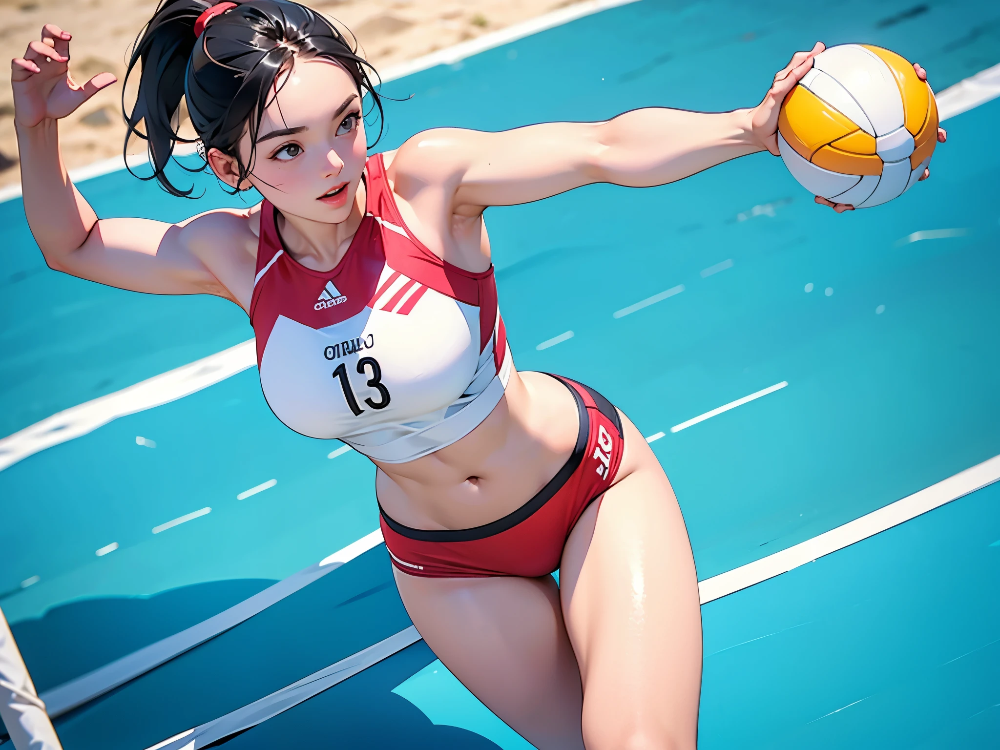 Women beach volleyball Olympics amazing view 