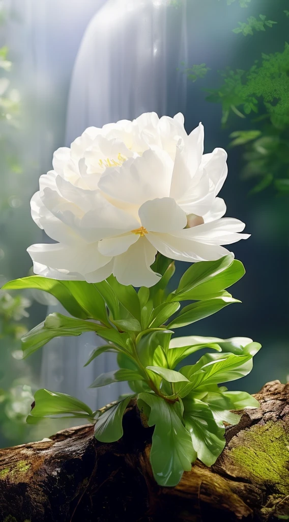There is translucent glossy a white flower growing from the tree, flor branca, beautiful flowers, Peony flower, very beautiful photograph of, White petals, Peonies, White flowers, Beautiful large flowers, Beautiful nature, depicting a flower, Wallpaper phone, soft white glow, Really beautiful nature, peony flower, beautiful iphone wallpaper, chrysanthemum eos-1d