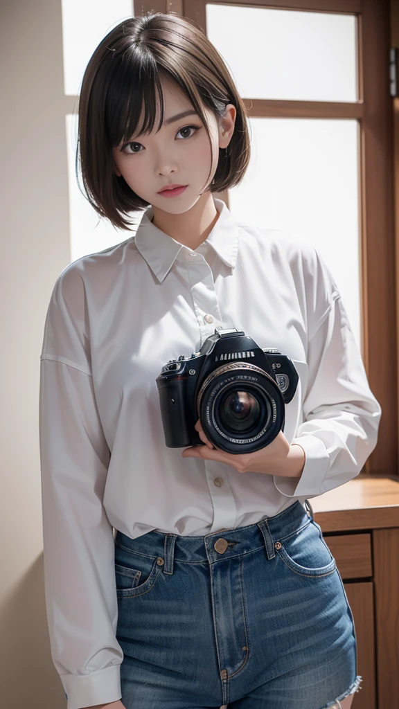 (32K:1.9, Highest quality, masterpiece, Ultra-high resolution), Professional camera work:1.3, Very detailedな肌と顔の質感:1.3, Always accurate, Very detailed, ((23 years old, President's Secretary, Dark rooms in big companies:1.4, The moonlight at night illuminates the room:1.2)), (Big breasts on the verge of bursting:1.1, Tight white office uniform:1.3, Incredibly slim body), Fair skin, elegant, sense of cleanliness, Pose of picking up lost items, (Big eyes that exude beautiful eroticism:0.4, A shy smile:1.0, I love you with all my heart:0.8, Open your mouth a little, lipstick, Feel the beautiful eroticism:0.9), (Dark brown medium hair), Stethoscope, Earrings, necklace, bracelet, (romantic, mysterious), Object of admiration, original, dramatic, artistic, Innovative, charm, Heartful, Fancy, sense of openness, special, exciting, Extreme, Tilt, sense of loss, sorrow, sorrowの表現, ((若さのcharm, 女性的なcharm))