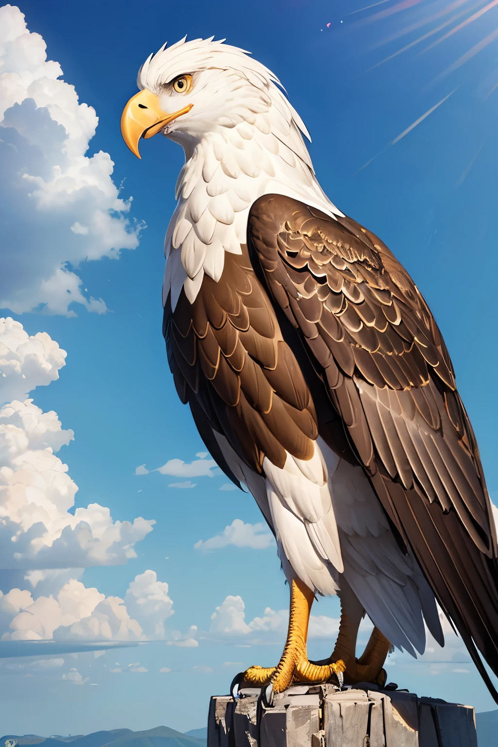 created a full, body eagle multi color giant, a unique in the unverse, the most beautifil eagle ever, 8 k realistic