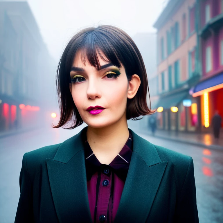 22 yrs Beautiful woman, ultra short french bob haircut, right hair part, side of head shaved, side shave, Flowing pastel sleeveless gown, (close-up, editorial photograph), [[Wide-angle photo]], (background inside dark, moody, private study:1.3), full body portrait, by lee jeffries, nikon d850, film stock photograph, 4 kodak portra 400, camera f1.6 lens, rich colors, hyper realistic, lifelike texture, dramatic lighting, velvia 50, eye contact, faint smile, wavy short french bob hair, 1920s hairstyle, short wavy hair, french bob, wavy pixie cut hair, wavy pixie hair, short black wavy hair, very short wavy hair, short french bob, bowlcut hair, shaved nape, shaved undercut, side shave, soft makeup, Dark Hazel eyes, Eye contact, pretty young woman in her 20's,
