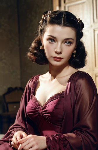 masterpiece、wallpaper、8k、RAW Photos。Beautiful photos of Vivien Leigh。She is Adam's wife、The first woman、It is Eve。He wears a snake-shaped crown on his head、Wavy, thick hair。She had a calm look。Slim body, Beautiful body。In the Garden of Eden。