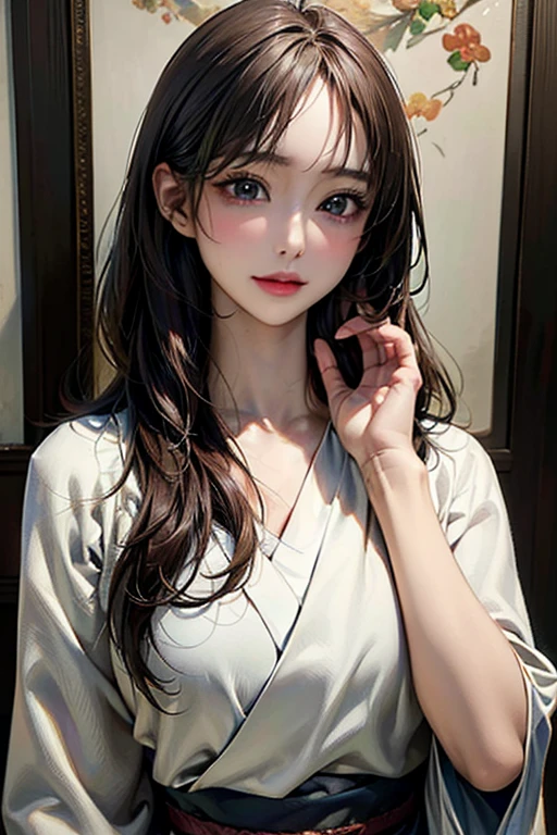 simple white background, ribbon_choker,clavicle, long_Sleeve, open_clothes, open_jacket, Red_jacket, White_shirt, forehead, Black color_eye, Black color_hair, blunt_forehead,long_hair,single braid, 1 girl, 20 years old,junior,beautiful Finger,beautiful long legs,beautiful body, beautiful Nose,beautiful character design, perfect eye, perfect face,expressive eye,perfect balance, looking at viewer,(Focus on her face),closed mouth, (chaste_big_eye:1.0),(light_laugh:1.0), official art,very detailed CG Unity 8k 벽지, perfect lighting,fancy, bright_front_face_lighting,White skin, (masterpiece:1.0),(best_quality:1.0), ultra high resolution,4K,very detailed, photography, 8k, HDR, mackerel, absurd:1.2, kodak Portra 400, film grain, blurred background, bokeh:1.2, lens flare, (vibrant_color:1.2),professional photography, (beautiful,크기가 big_chest:1.4), (beautiful_face:1.5),(small_waist),