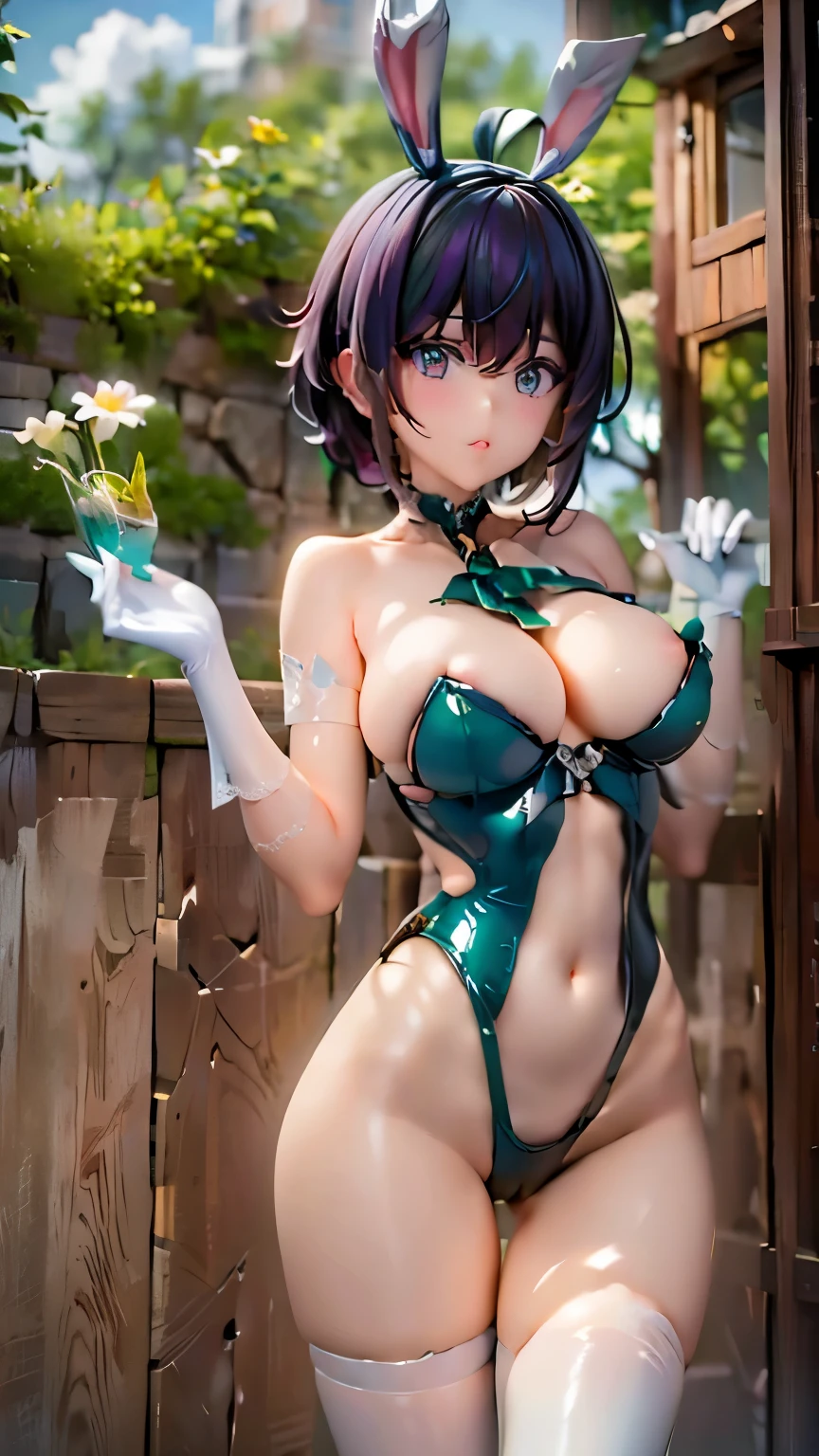 ((masterpiece)), ((Highest quality)), High resolution, 1 girl, alone, Lime Green Good、lime green panties、barefoot, Matching shoes, Looking at the audience, Urban Background, Perfect hands, Perfect Eyes, The perfect leotard, Perfect Legs, Perfect Arms, Perfect Fingers, Center of chest, Are standing, Lime green hair, short hair, Bob Hair, blue eyes, Are standing, (whole body),lime green bodysuit、Beautiful Face、Beautiful woman