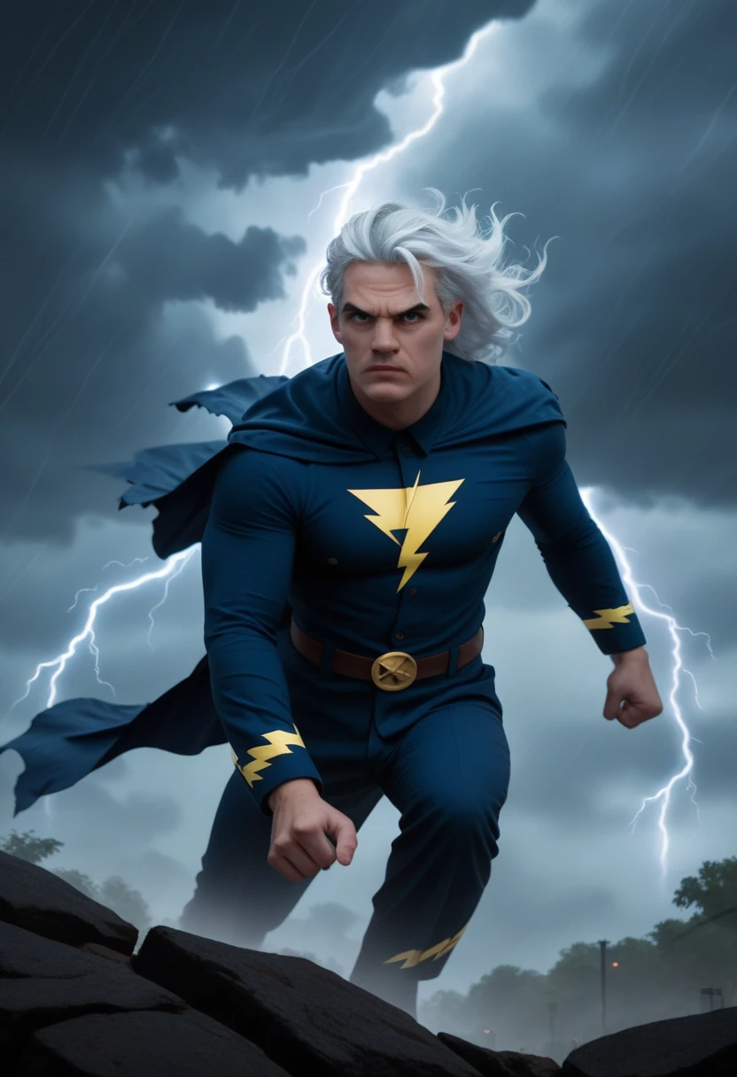 best quality,highres,ultra-detailed,realistic:1.37,professional, black skin, dynamic,action shot, beyunka as ,storm character art,storm from the X-Men,storm conjuring lightning,storm with flowing white hair,storm with intense gaze,storm in a powerful pose,strong facial features,storm's iconic cape,storm surrounded by storm clouds,storm with dramatic lighting,storm's eyes glowing white,storm's lightning powers crackling,storm with an intense expression,storm with a determined look,storm wearing her classic costume,storm floating in the air,storm with winds swirling around her,storm creating a thunderstorm,storm casting lightning bolts,storm's cape billowing in the wind,storm with a fierce and confident posture,vivid colors,bokeh,portrait
