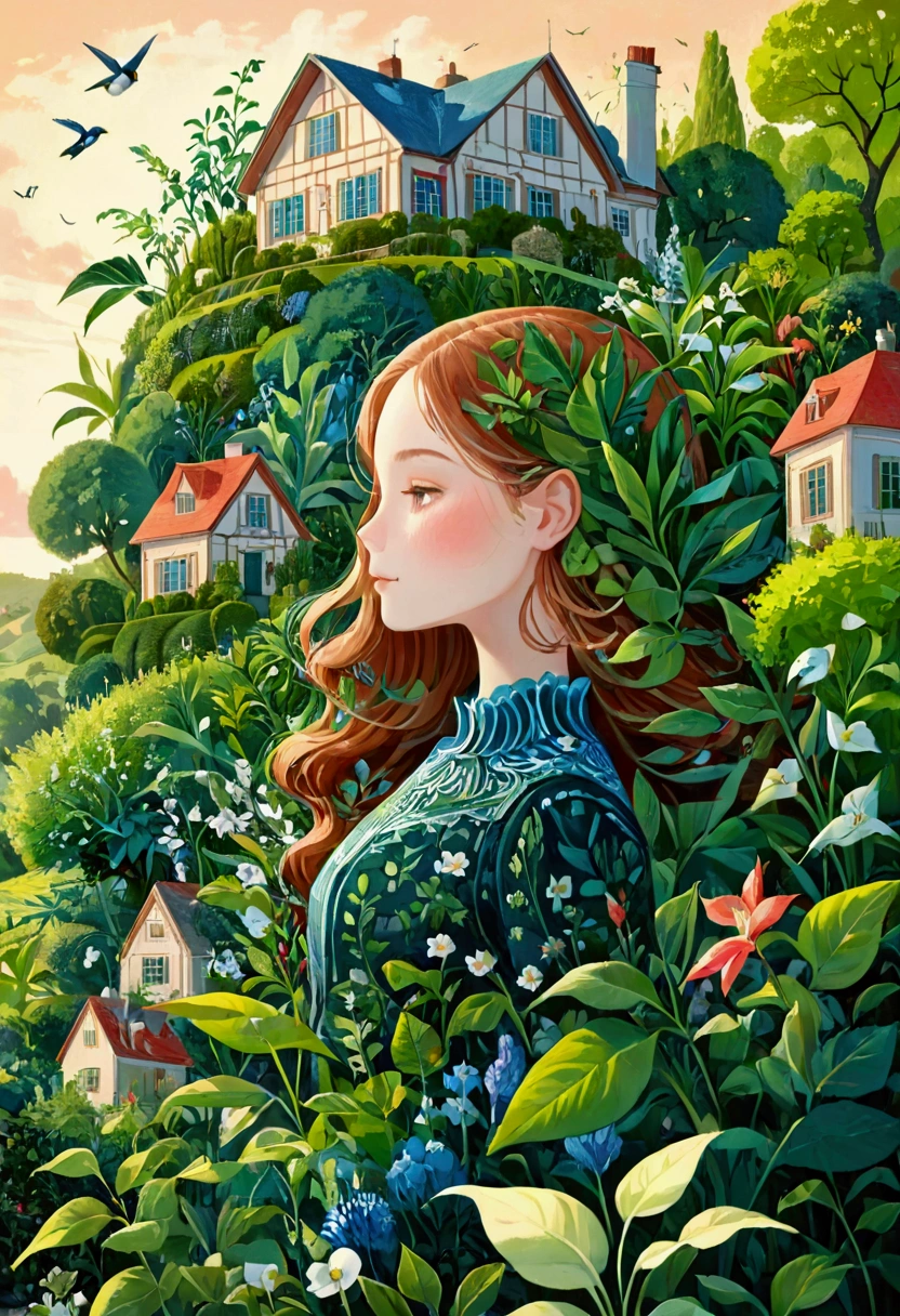 Woman&House full of plants.