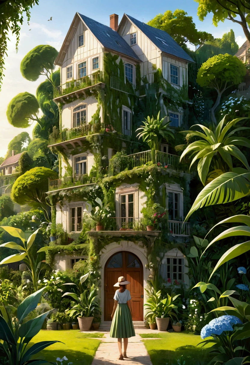 Woman&House full of plants.