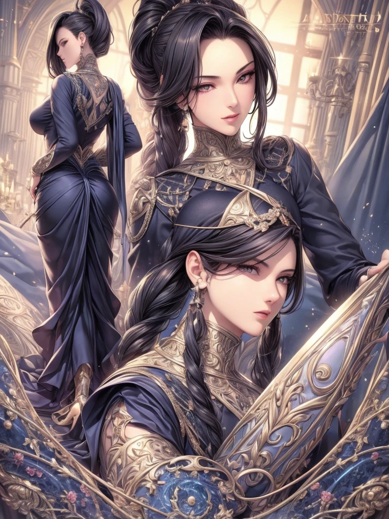 masterpiece, Best Quality, Very detailed, 1 girl beautiful face, Long black hair in a ponytail, Very detailed eyes, bright Eyes, evening, penis in the face, big penis, penis over one eye