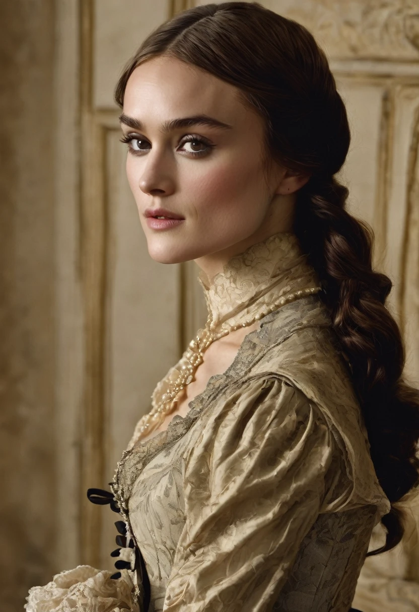 keria knightley Victorian. attire bound hands