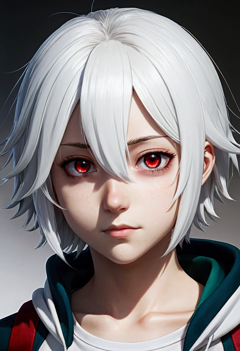 Boku no Hero Academia, , white hair with red tips, left eye blue tones, light black right eye