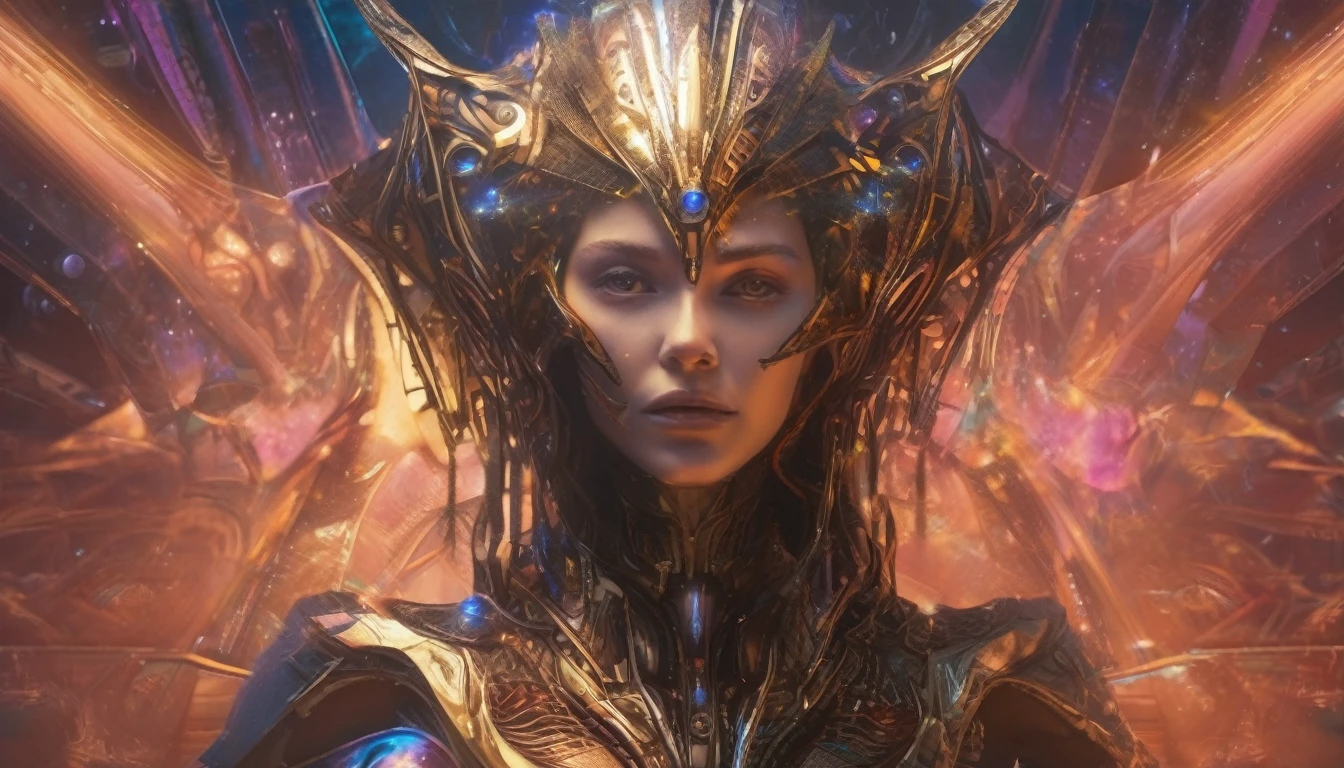 Future female high-dimensional aliens from another dimension,Cosmic,Powerful magic from an unknown dimension,Front bust,Busts and hand portraits,Frontal image,
