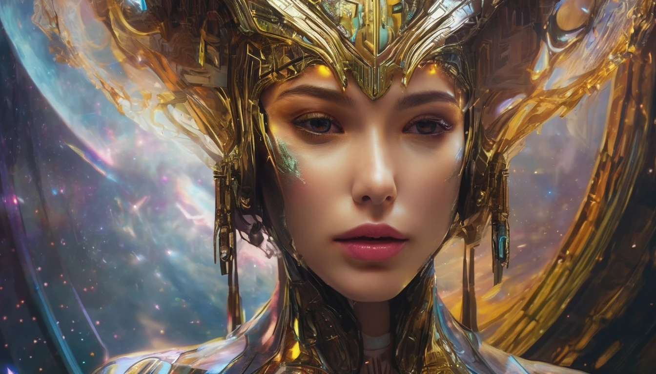 Future female high-dimensional aliens from another dimension,Cosmic,Powerful magic from an unknown dimension,Front bust,Busts and hand portraits,Frontal image,