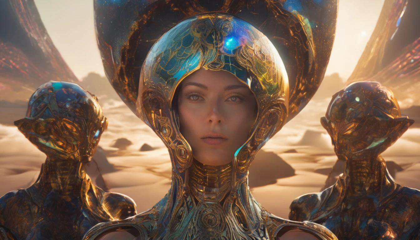 Future female high-dimensional aliens from another dimension,Cosmic,Powerful magic from an unknown dimension,Front bust,Busts and hand portraits,Frontal image,