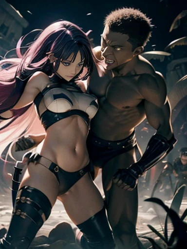 Highest quality、rape、Captured by mutants、Surrounded by mutants、defeat、Beautiful woman with very long purple hair、White Armor（Mid-chest、Off the shoulder、Sleeveless、No elbow pads、belly button、High Leg、Exposed thighs）、White Armorのブーツ、Tears overflow、Frightened expression、On the Run 1:5、Attacked by mutants 1:5、Many violent mutants 1:5、The mutant grabs him by the arm..　Mutant attacks from behind、Mutant grabs leg、Mutant Swarm 1:5、darkness、Different world、Dark fantasy、Pitch Black Hell