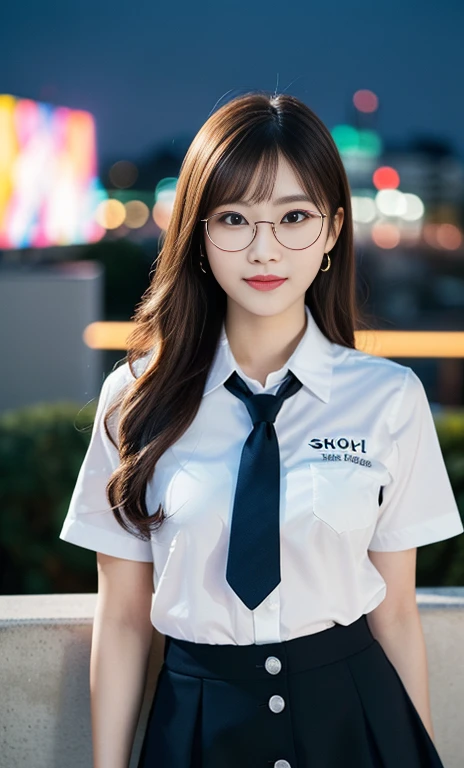 (A gorgeous Korean lady, age 28, professional high-school lecturer & life-coach, wearing trendy office attire, blazers, sky-blue tie, short-sleeve white shirt with buttons, pencil mini-skirt, ITZY sneakers, enjoying Olympics opening ceremony, #Paris2024 ,

(fabulous, geeky, feminine, gentle,
friendly, goofy, fascinating, Graceful),

spectacles, #roundeyeware, #glasses, #eyeware, kind smile, dimpled cheeks, cute snaggle-tooth, short ponytail, short bob hair trimmed, short hair, symmetrical face, beautiful detailed face, bright_and_full_of_warmth_eyes, detailed eyes, ample round bosom, perfect body anatomy,

Award-winning, photorealistic, hyper-realism, high contrast, ultra HD, realistic skin textures, top image quality, top-quality, super high resolution, fine details, very meticulously, Vivid Colours, masterpiece, High angle shot, full body shot, cowboy shot, positive affirmation, serene ambience, bokeh night background, SFW)