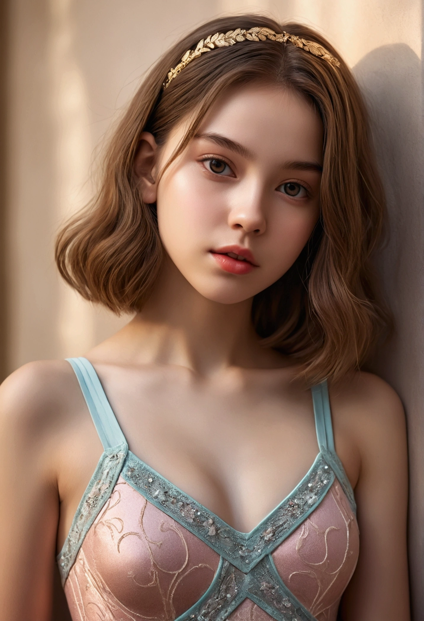 Beautiful elderly woman, cute,sexy,55 years old,,sexy, old woman,freckles, Big saggy  Breasts, wearing a pretty floral summer dress, low cleavage, nipple slipped out, nipple hanging over the dress, breasts showing, dress pulled aside, ((breasts out))  popped out, nipple seen, one boob out, , Side boob, Curly Hair bunches like a school girl, loop earrings, hair bunches, cute hair, rosey cheeks,  arms straight up, plain grey background