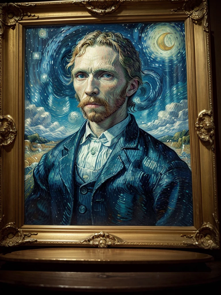 "Create a detailed reimagining of one of Vincent van Gogh's iconic landscapes, like 'The Starry Night' or 'Wheatfield with Crows'. Maintain Van Gogh's vibrant palette and expressive features, but add a modern touch. Incorporate contemporary elements, like a city in the background with modern buildings or a road lit by LEDs. The result should be a harmonious fusion between classic style and an updated vision of the landscape., highlighting rich textures and a dynamic play of light and shadow.