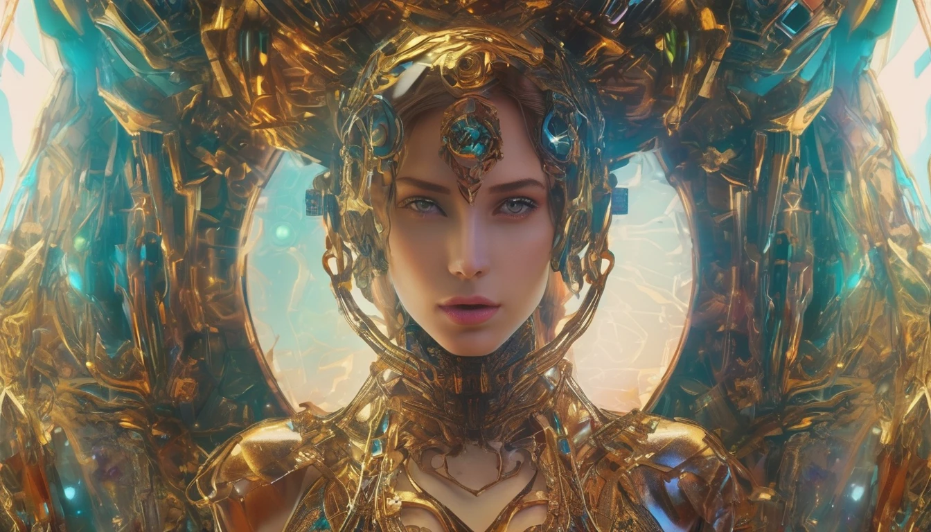 Future female high-dimensional aliens from another dimension,Cosmic,Powerful magic from an unknown dimension,Front bust,Busts and hand portraits,Frontal image,