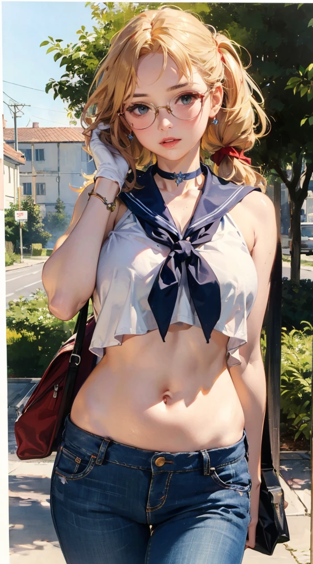 masterpiece, highest quality, 1. Female,  20-year-old, ((short hair)), Surrealism(score_9,score_8_up,score_7_up),1woman,solo,source_anime,mature,big sister,middle age,blonde hair,green eyes,wide hips, large breasts,looking at viewer, Painting, white old shirt, blue ripped jeans, studio art by (Carl Larsson:1.2),(post-Impressionist),,((oil painting)),soft lighting,COOL,cammy sf6, 1girl,solo,blonde hair, short hair,Absurd resolution, A high resolution, (tmasterpiece:1.4), ((gigantic braests)), ultra - detailed, 1girll, brown color eyes, cabelos preto e longos，Wear a police uniform and a short skirt, the city street,sexyposture, The camera is close to the body　1girl, solo, maria tachibana, blonde hair, hair over one eye, short hair, green eyes, large breast, sexy bra, cowboy shot (masterpiece), (best quality), (ultra-detailed), (HD)
Black hair, massive breasts, long hair, blue eyes, smiling happily, light makeup, G-cup breasts, makeup, eyelashes, shiny skin, shiny hair, vibrant colors, dynamic lighting, realistic shadows, school uniform, button-up shirt, bowtie, pleated skirt, cardigan, looking at viewer, cute pose, (masterpiece, best quality), perfect slim fit body, thick thighs, nice breasts, braided twintails, printed sleeveless cropped t-shirt, jeans, necklace, bracelets, backpack, big gorgeous eyes, parted lips, blush, walking pose, college compound, natural lighting
