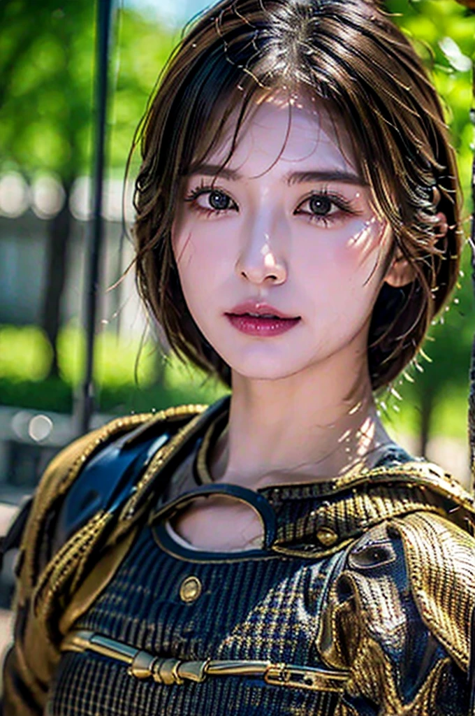Sengoku period、（（（Battlefield 1：10）））、（（（（night、Firelight 1：8））））、perfection、8k、katana、（（Covered in scars））、desperate look、（（（（My face is stained with sweat and dirt、1：5）））、（（（（fight））））、（（arms））、Big Breasts、、Torch fire、encampment、get a scratch、((samurai armor))、