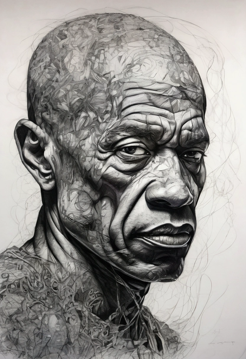 a drawing of a man with a very large head and a very long face, very expressive detailed face, scribble art, pollock photorealistic, extremely detailed portrait, anger. hyper detailed, extremely detailed face, scribbled, extreme detailed face, scribble sketch, hyper-detailed portrait, detailed expressive faces, extremely detailed man, portrait of samuel l.