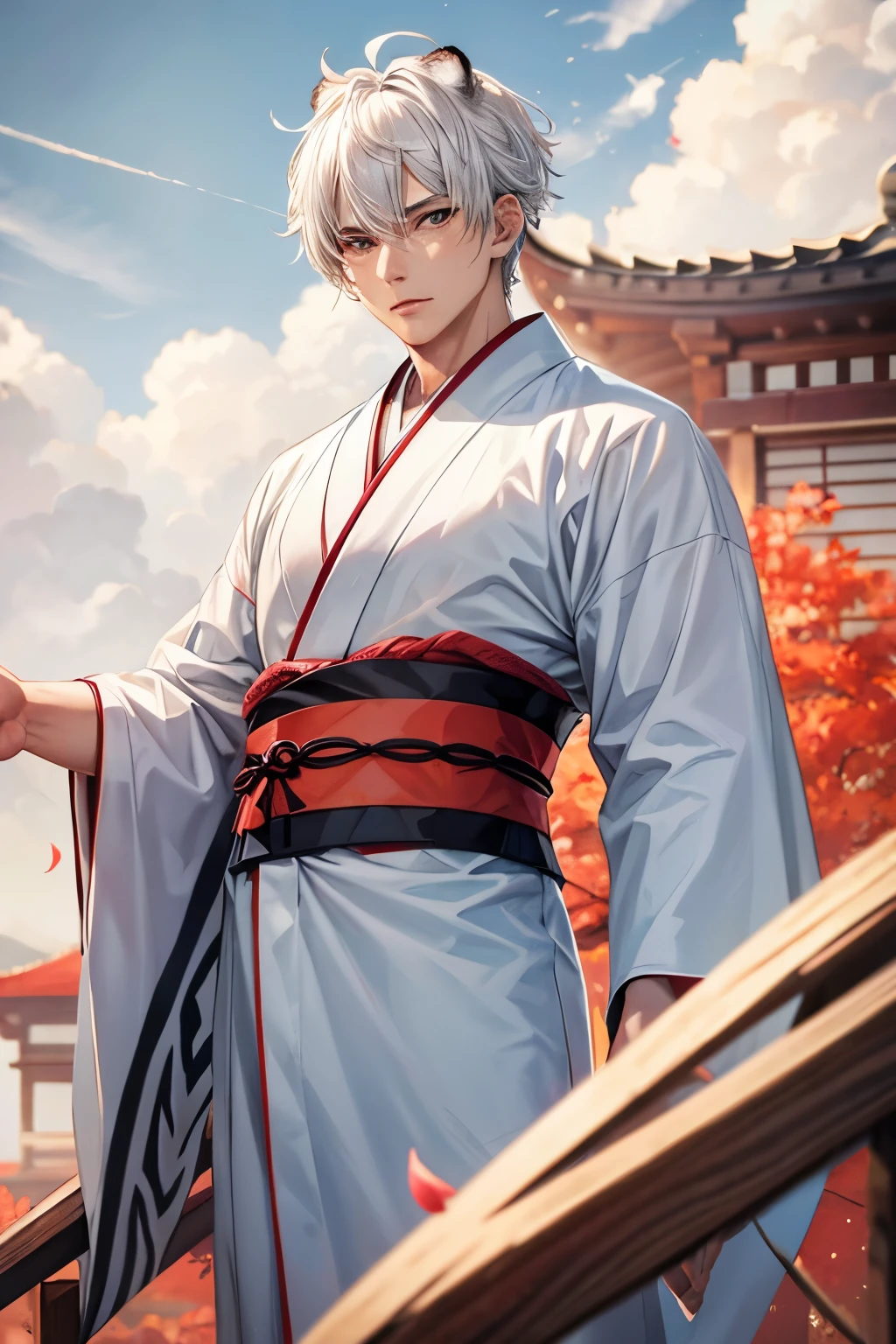 White Hair　kimono　boy　Tiger&#39;s Headgear