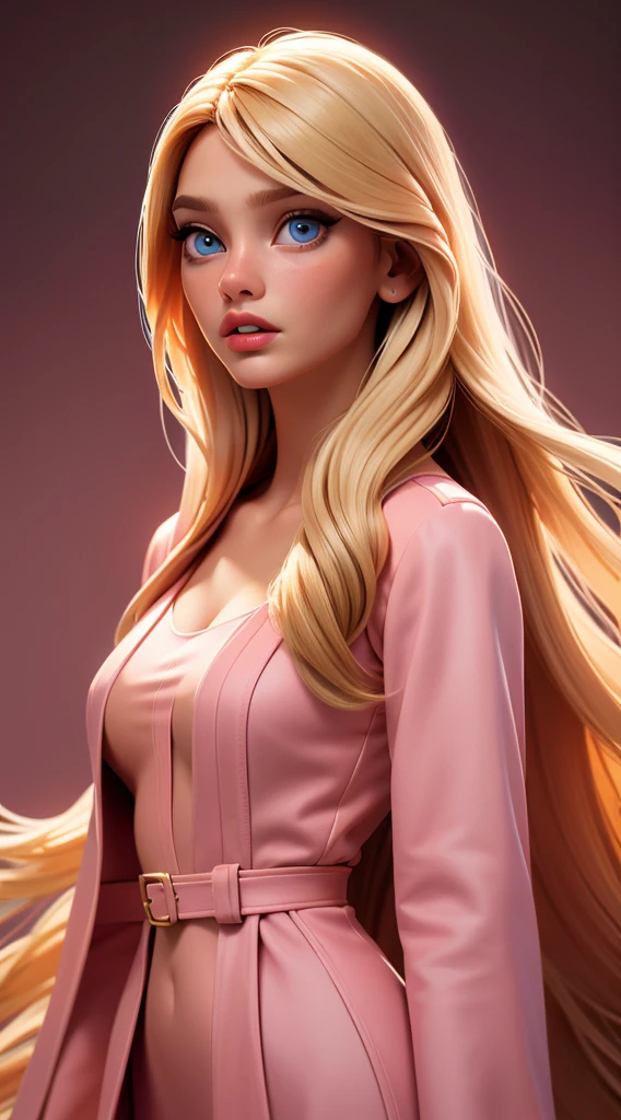 edgnd_woman, blonde hair, very long hair, pink dress, perfect hands, photo, realistic, hypernaturally, expressive eyes, dimension, art art, bohemian, aesthetic, lineout, high quality, work of art, hyper-detailing., ISO 300,