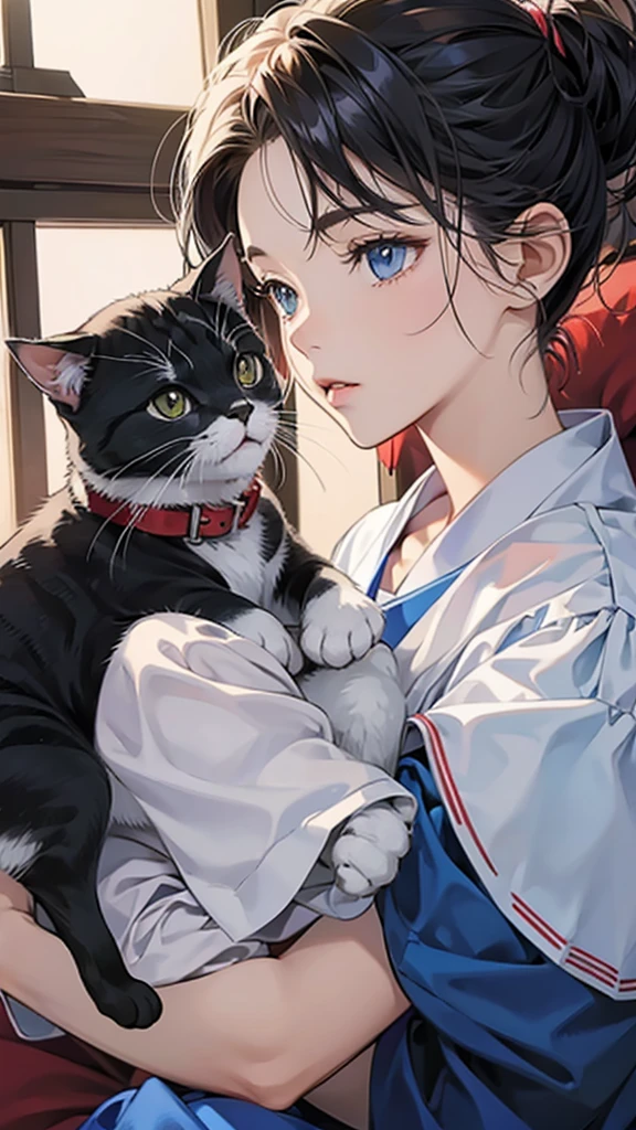 Raising a cat simple background, Anime, 