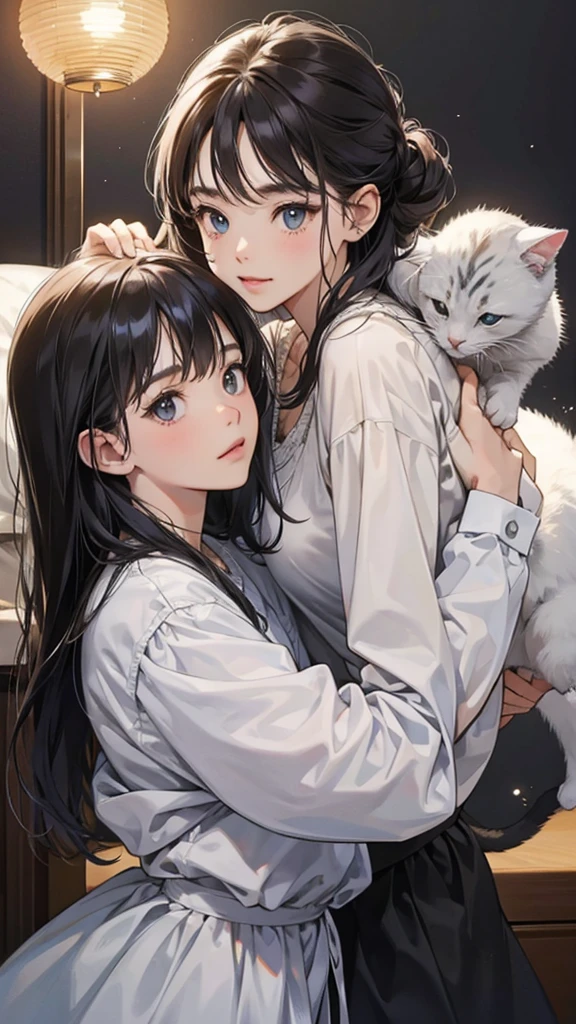 Raising a cat simple background,