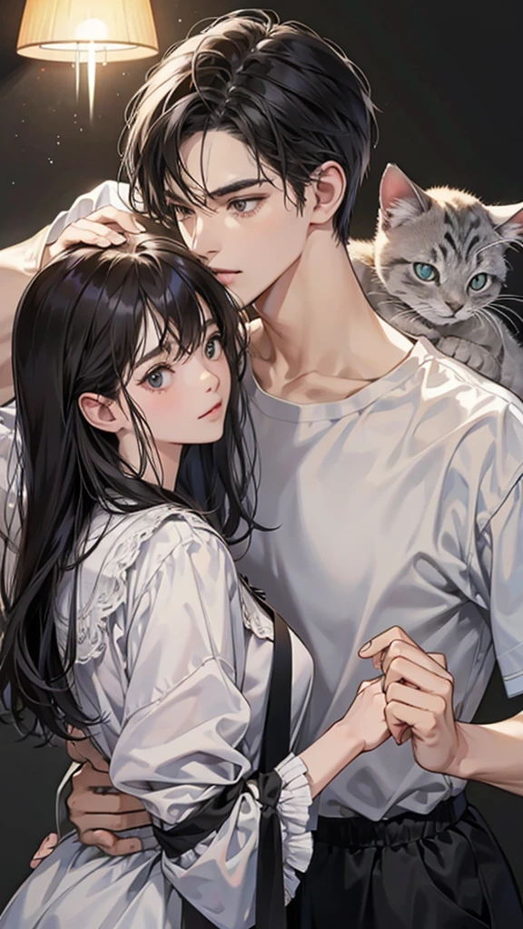 Raising a cat simple background,