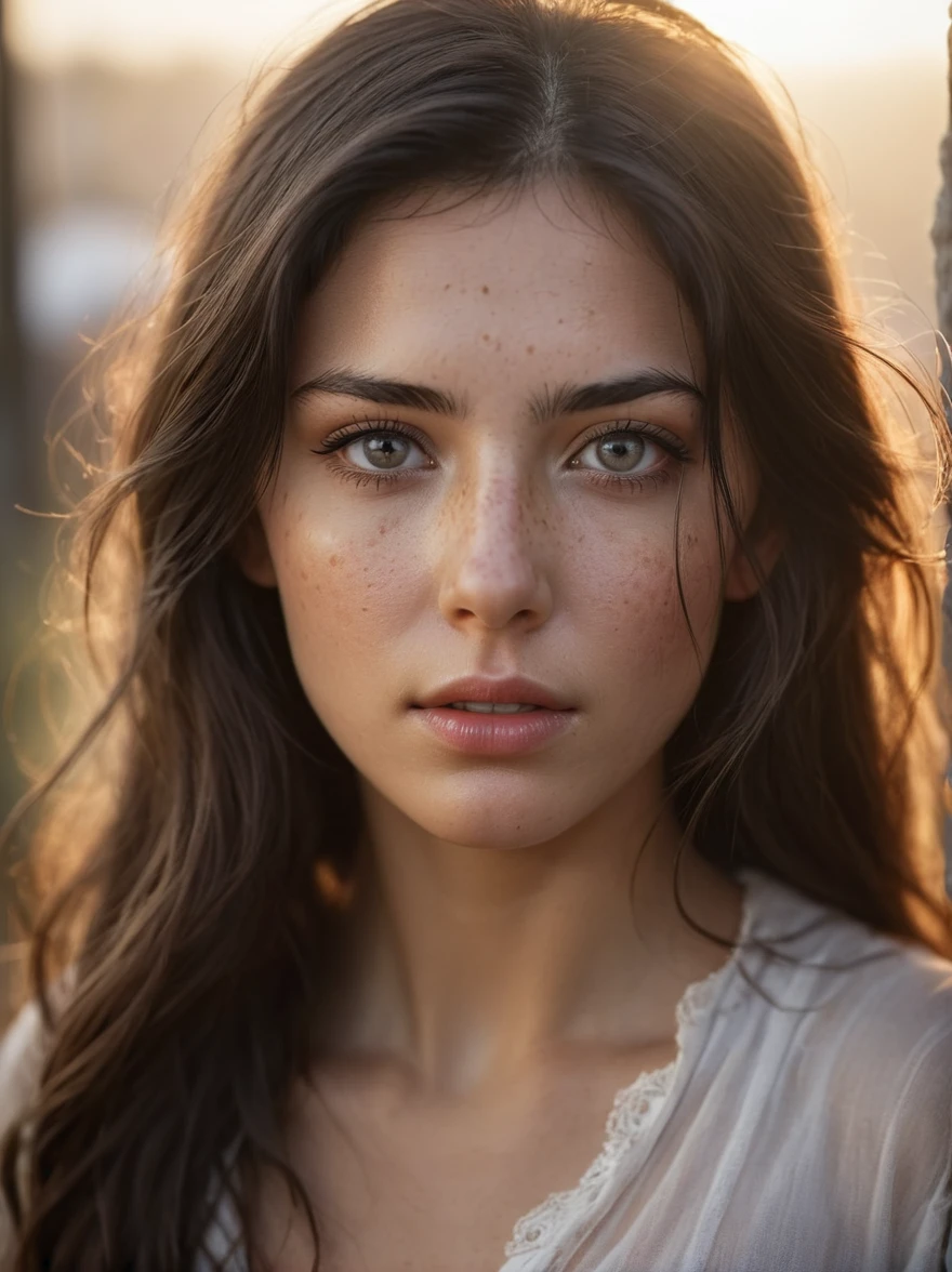 Amazing,bright,tunica,(fog,:1.4) (fog:1.4),1 girl,beautiful,long hair,Perfect eyes,Alone,(photorealistic:1.4),cowboy shot,cinematic angle,Motion blur,Cabello long ondeando al viento,long,Ola,by rubio,parts,Comprehensive,analog style,feminine focus,of the highest quality,(Very detailed skin),perfect face,skin pores,(bokeh:0.6),sharp focus,Speckled lighting,(backlighting:0.7),film grain,photographed with a Sony A7R IV,18mm F/1.7 cinema lenses,(Very detailed, intricately detailed),8k,HdR,Front view,(full body visible:1.2) . awarded,professional,Very detailed,golden hour,