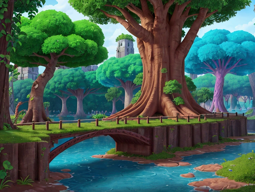 A big place with punk style neon plants with Aztec villages and with big trees in these trees, their roots are like a big neon and the trunk is somewhat colorful., with a river passing by with very clear water, When you look at the reflection of the water, it lights up with neon and the sky has colorful clouds. (neon party) neon lights super neon clarity,