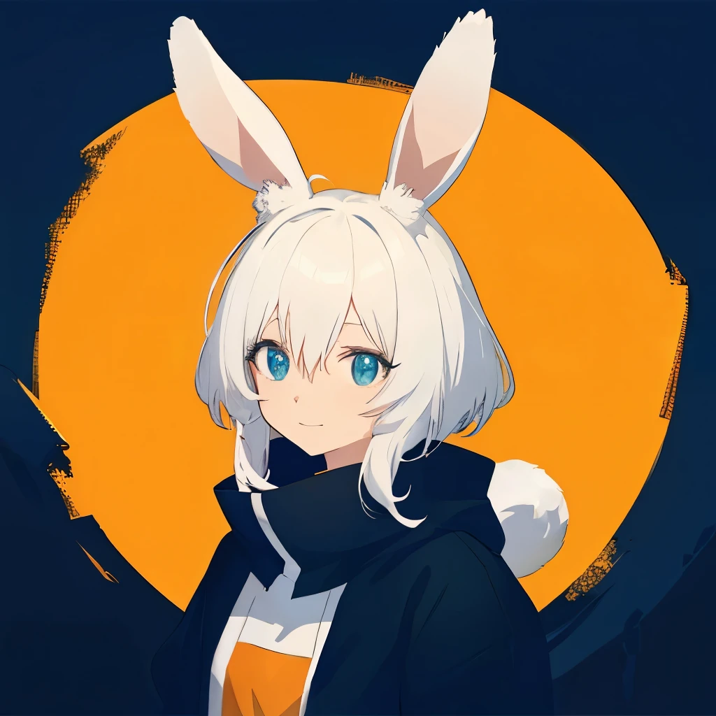 anime character with white hair and rabbit ears wearing a green coat, bunny girl, with long floppy rabbit ears, with big rabbit ears, digital art on pixiv, anthropomorphic rabbit, zerochan art, detailed fanart, soft anime illustration, with bunny ears, cute anthropomorphic bunny, made with anime painter studio, painted in anime painter studio
