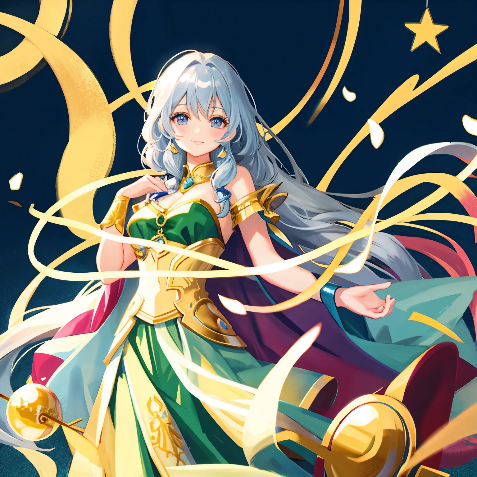 **(((light effects, symbols of blessing)))1:1.8**, **(((dynamic elements)))1:1.8**, **(((vibrant colors)))1:1.8**, **(((detailed attire)))1:1.8**, masterpiece, best quality, ultra-detailed, ultra high resolution, Top Quality photorealistic Illustration, Ultra Definition, *****(((cute illustration:1.3)))1:2.2*****, *****(((high Saturation:1.2)))1:2.2*****, detailed beautiful face and eyes, *****(((an extremely delicate and beautiful)))1:2.2*****, nice hands, perfect hands, appropriate posture, appropriate configuration, ideal ratio body proportions, absurdres, realistic, hyper-realistic, golden ratio 1.2, drafting board 1.3, ultra-quality detailed art, high resolution (HD), *****(((4K)))1:2.2*****, *****(((8k)))1:2.2*****, *****(((16K)))1:2.2*****, color bit depth 24-bit, *****(((48-bit)))1:2.2*****, ultra high resolution: 1.2
BREAK
artistic and ultimate, strongest and perfect, extraordinary, groundbreaking, astonishing, overwhelming, original, pioneering, innovative
BREAK
gold, Blue, green, light Blue, yellow, silver, deep red, light purple, deep brown, pink, wine red
BREAK
calm and graceful pose
BREAK
nature-rich scenery, peaceful atmosphere
BREAK
simple and elegant clothing
BREAK
natural flowing hairstyle
BREAK
calm and gentle expression, peaceful atmosphere
BREAK
Recommended Model and lora: Anything V4.5, ChilloutMix, lora: Saori kido, athena (Saint Seiya), Cleopatra (Fate)
BREAK Theme: (((Peace and tranquility、The one who blesses and protects the improvement of living standards)))