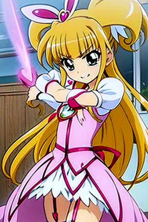 (((PreCure Costume Heart Hair Accessory)))、Demon Sword、garter belt、White ribbon、1girl