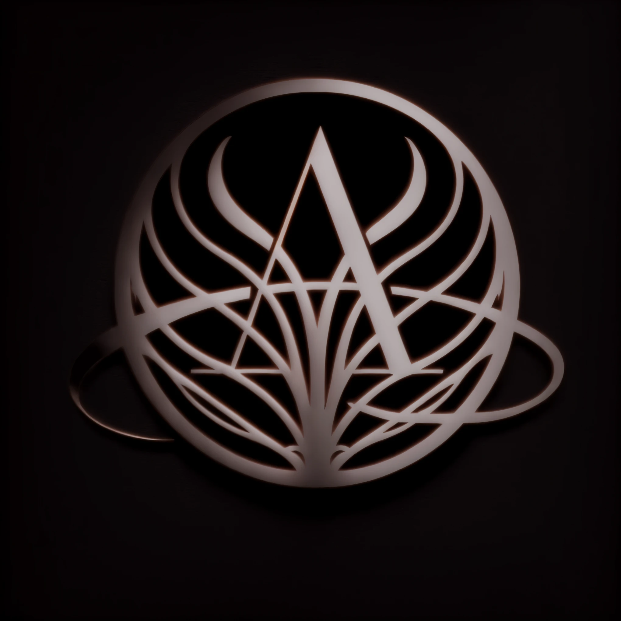a close up of a logo on a black background, imperial symbol, black metal band logo, Our ether, ancient symbol behind it, brown metal logos, symbol of the planet Venus, symmetrical logo, mysterious clothes, black and white logo, we pass, minimalist logo without text, phone wallpaper, Our ether airbrush digital art, engraved vector, Alvah Angelrune