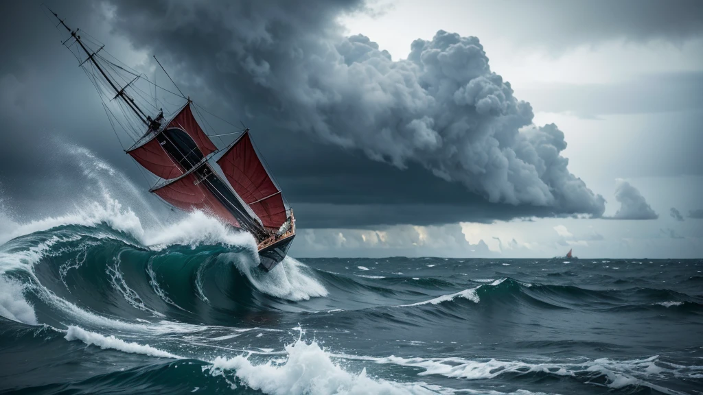 hurricane at sea, ultra realistic, cinematic